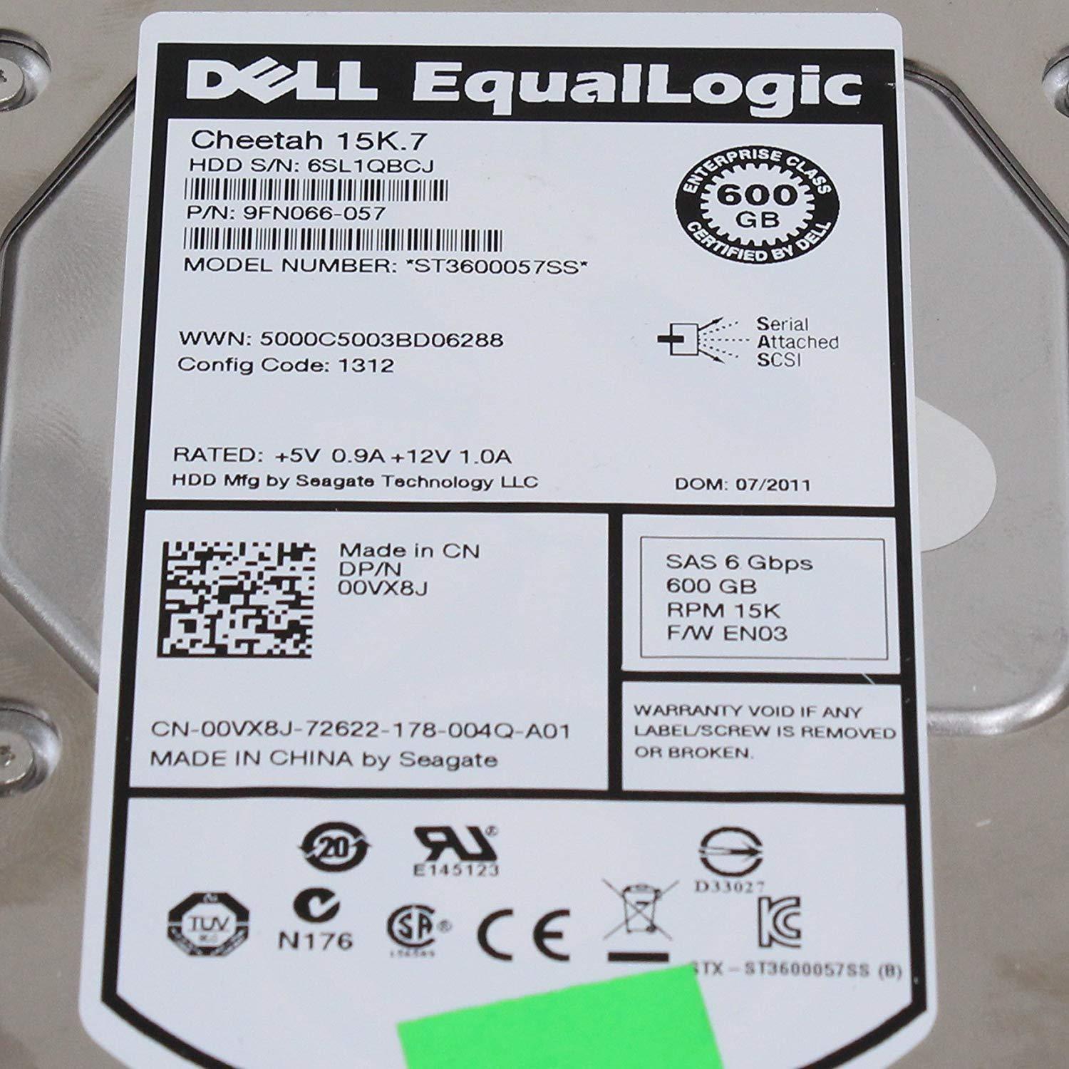 Dell Equallogic 600GB 15K SAS 3.5" 0VX8J ST3600057SS PS6000 PS4000 PS5000 PS6010