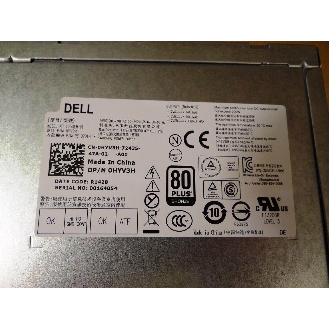 Dell Power Dell OptiPlex 3020 7020 9020 Precision T1700 290w Power Supply L290EM-01 HYV3H