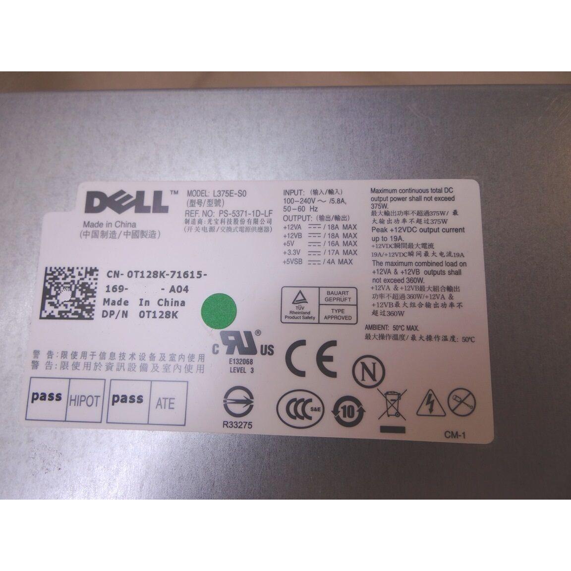 Dell PowerEdge T310 tower Power Supply 375W L375E-S0 PS-5371-1D-LF T128K Power