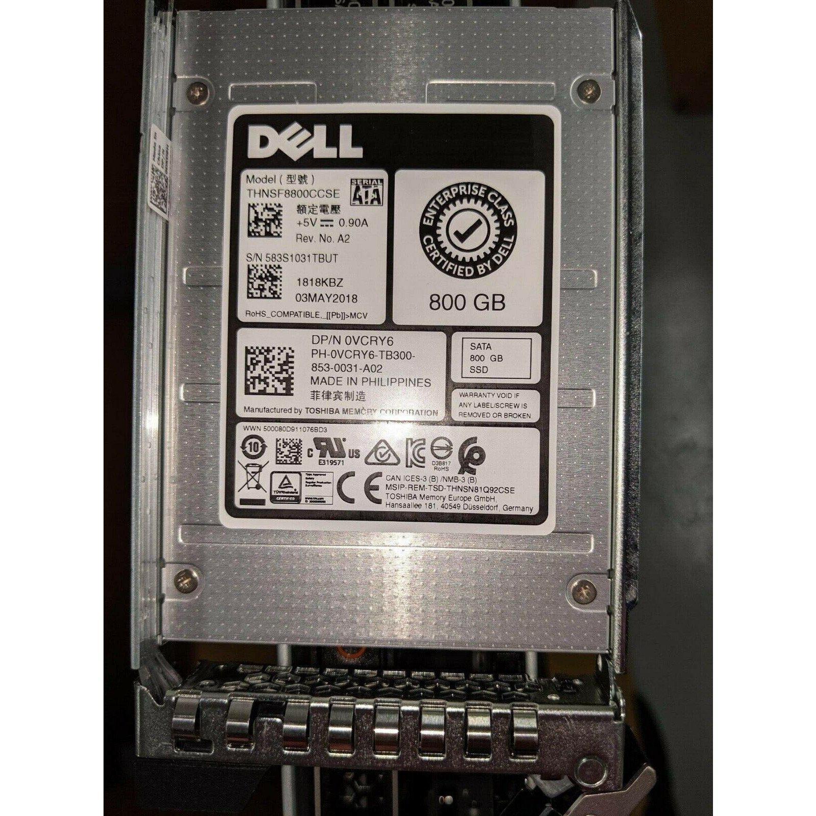 Dell VCRY6 800GB Enterprise 2.5" SATA 6GBPS MLC SSD THNSF8800CCSE