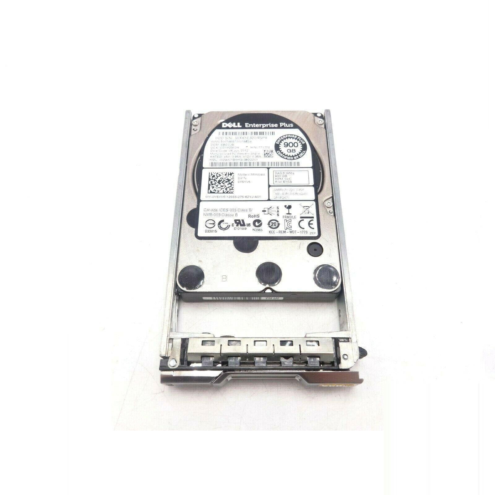 Dell Y5YV5 900GB SAS 2.5" 10k 6GBPS Hard Drive WD9001BKHG 50000C0F0107F368 929133531635