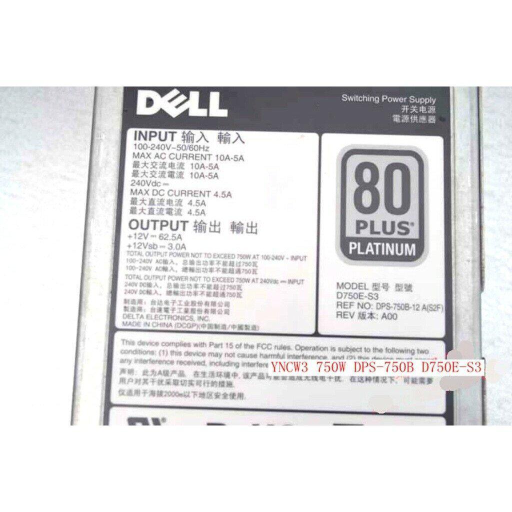 Dell Power DELL YNCW3 750W DPS-750B D750E-S3 Server DC Power Supply 750W #XH 819954855686