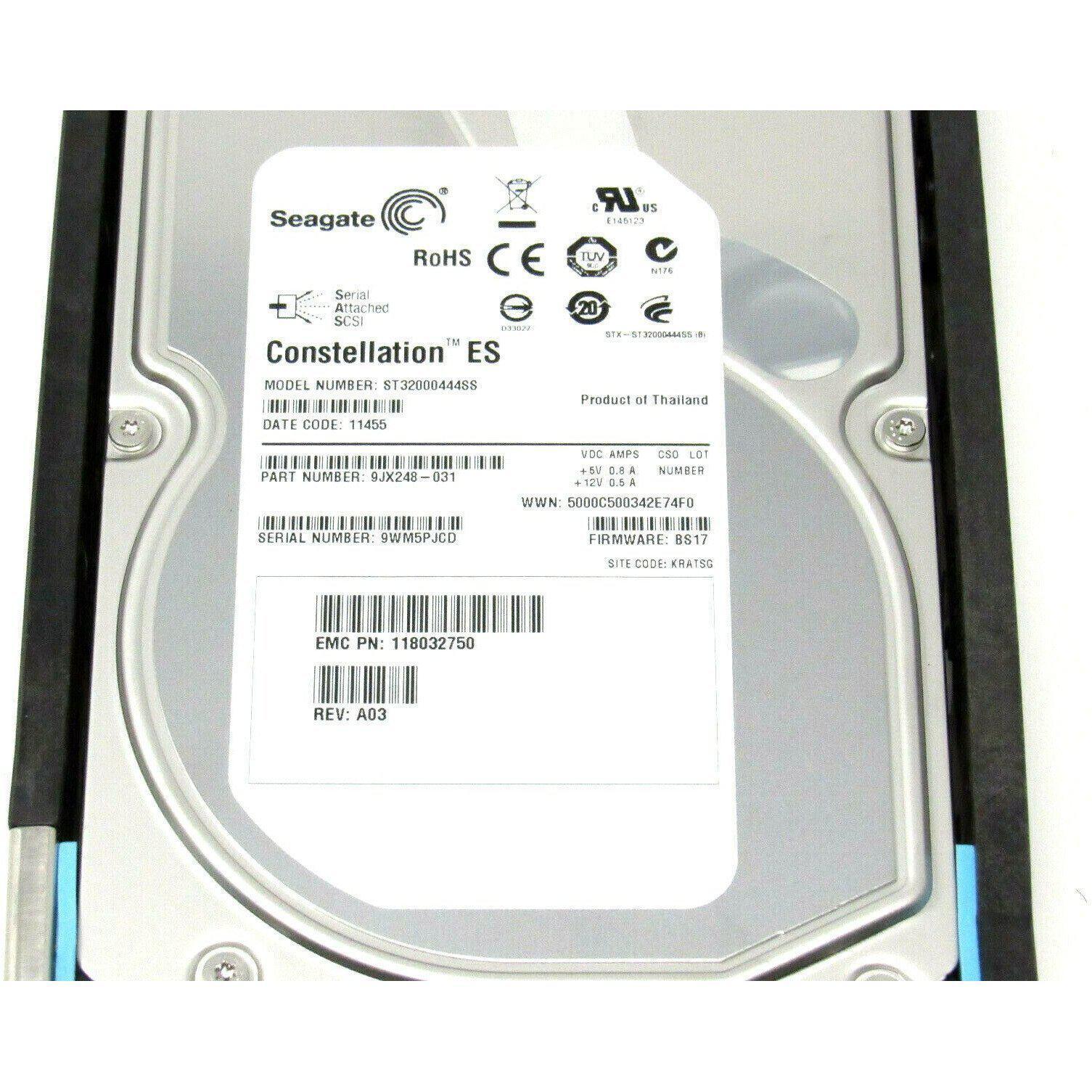 EMC VNX VNXe 005049277 2TB 7.2K SAS 6GBPS 3.5” 005049449 005050140 w/tray