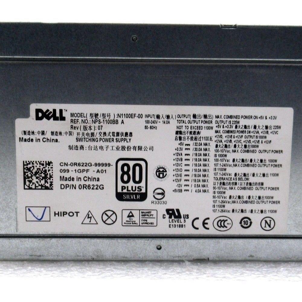 Dell Fuente Dell R622G Precision T7500 PSU 1100W Watt Server Power Supply N1100EF-00 0R622G