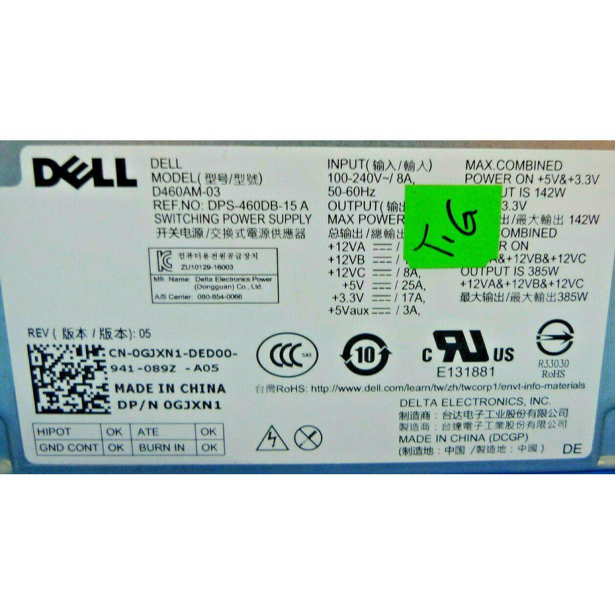 Dell Power Genuine Dell XPS 8500 8700 8910 8920 460W Power Supply D460AM-03 GJXN1