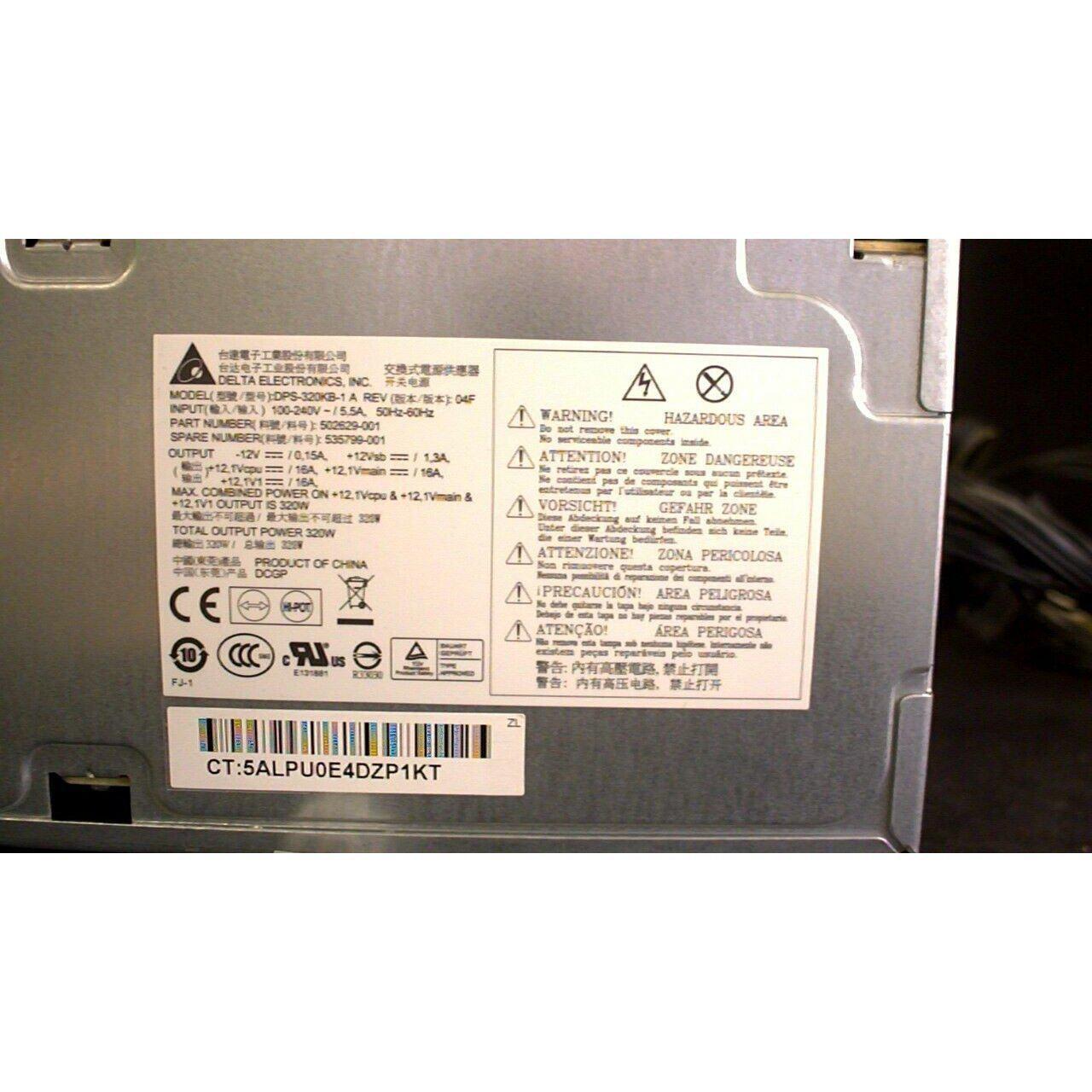 HP Power HP 320W Z200 Desktop Workstation Power Supply 535799-001 502629-001