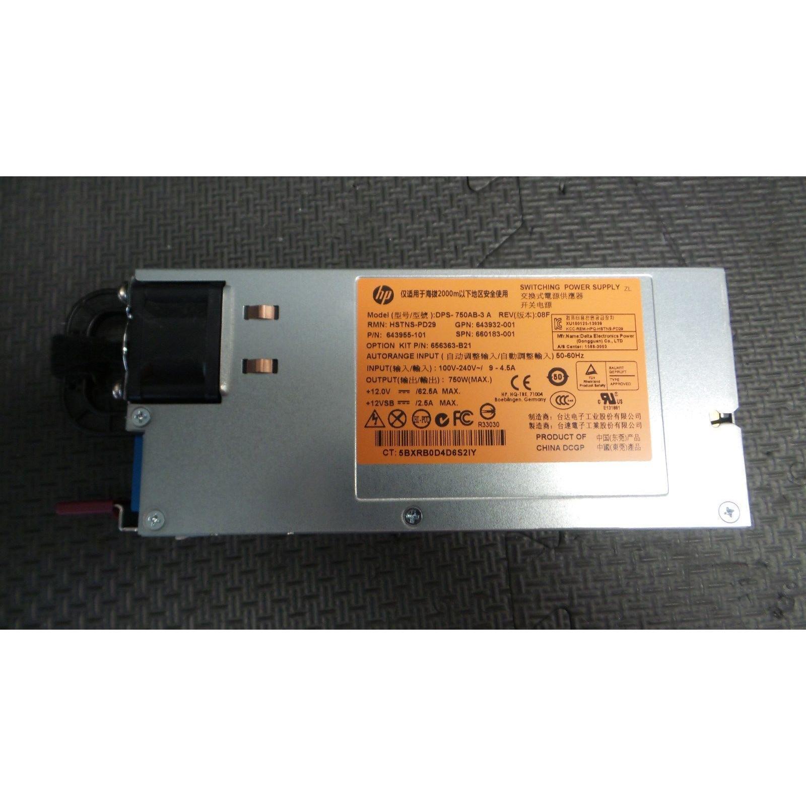 HP 660183-001 DL380p Gen8 750W PLATINUM PLUS POWER SUPPLY 643955-101 643932-001 - AloinfoUSA