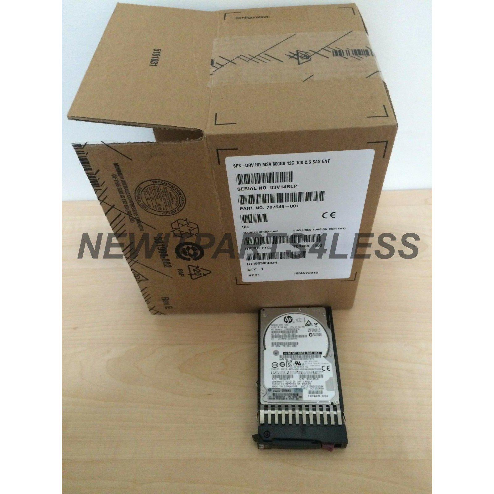 HP J9F46A | 787646-001 MSA 600GB 12G SAS 10K SFF 2.5IN DUAL PORT ENT HARD DRIVE 4514953791602