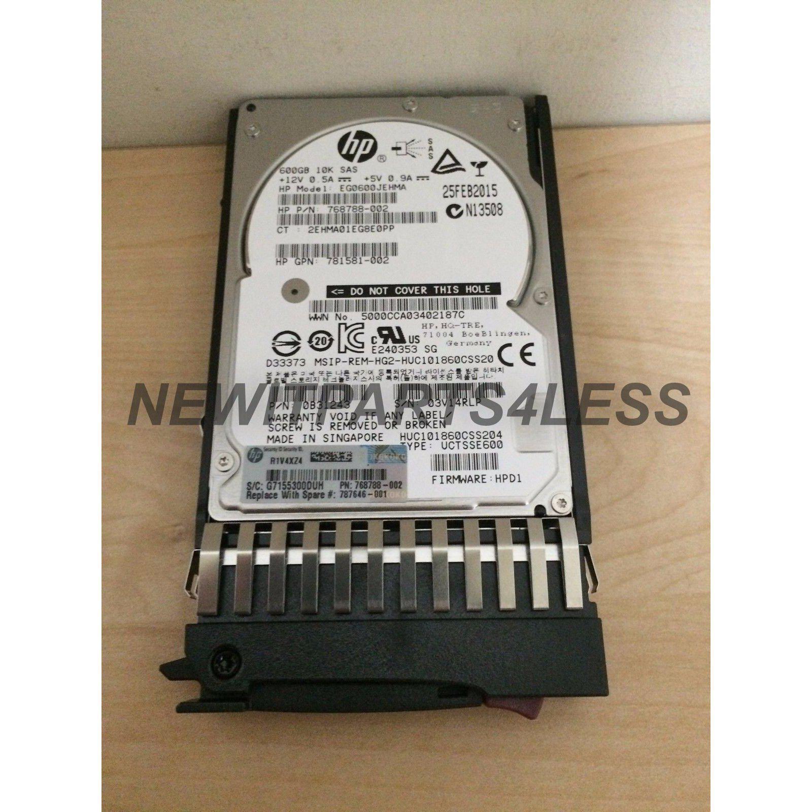 HP J9F46A | 787646-001 MSA 600GB 12G SAS 10K SFF 2.5IN DUAL PORT ENT HARD DRIVE 4514953791602