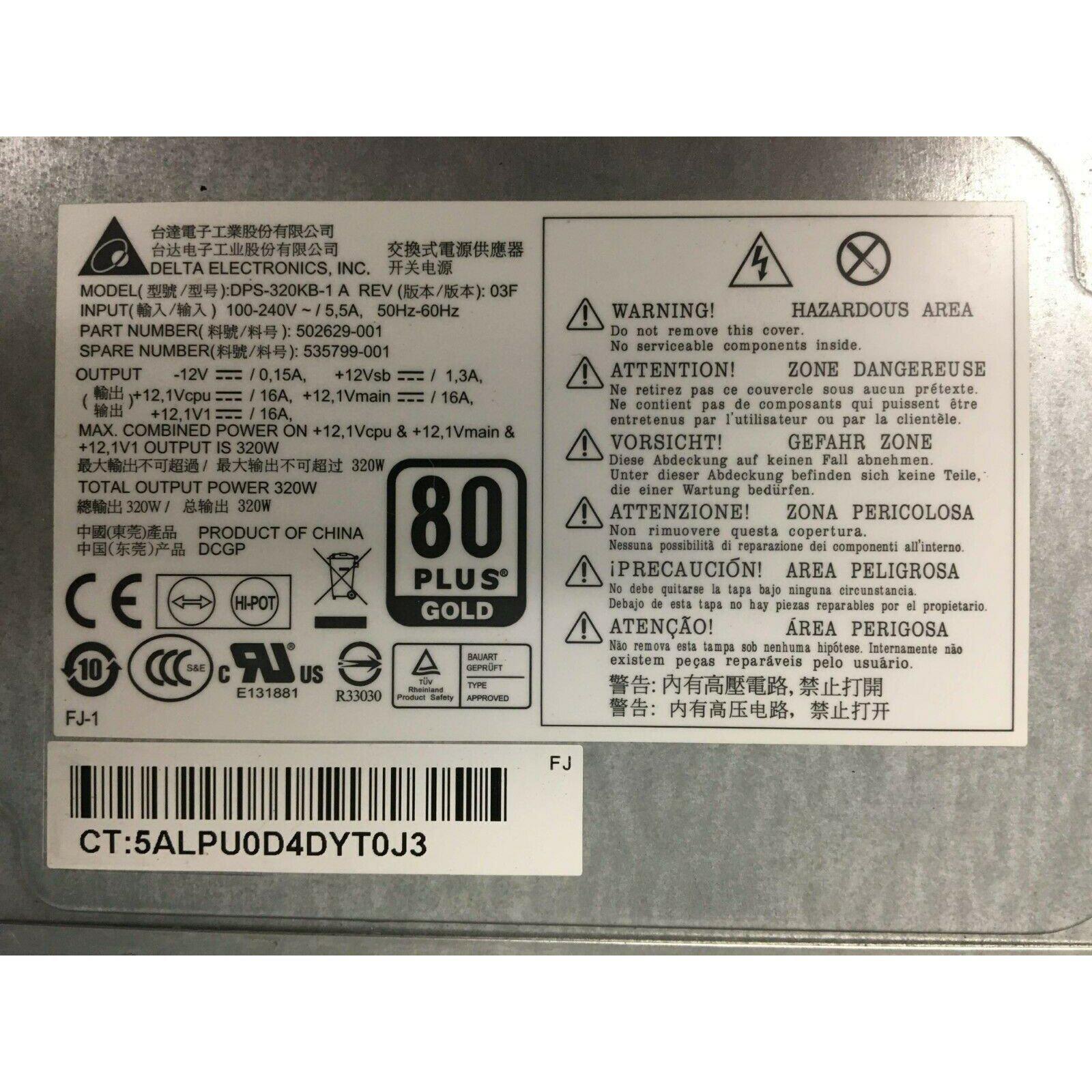 HP Fuente HP Z200 Z210 Workstation 320W Power Supply 502629-001 535799-001 DPS-320K-1A