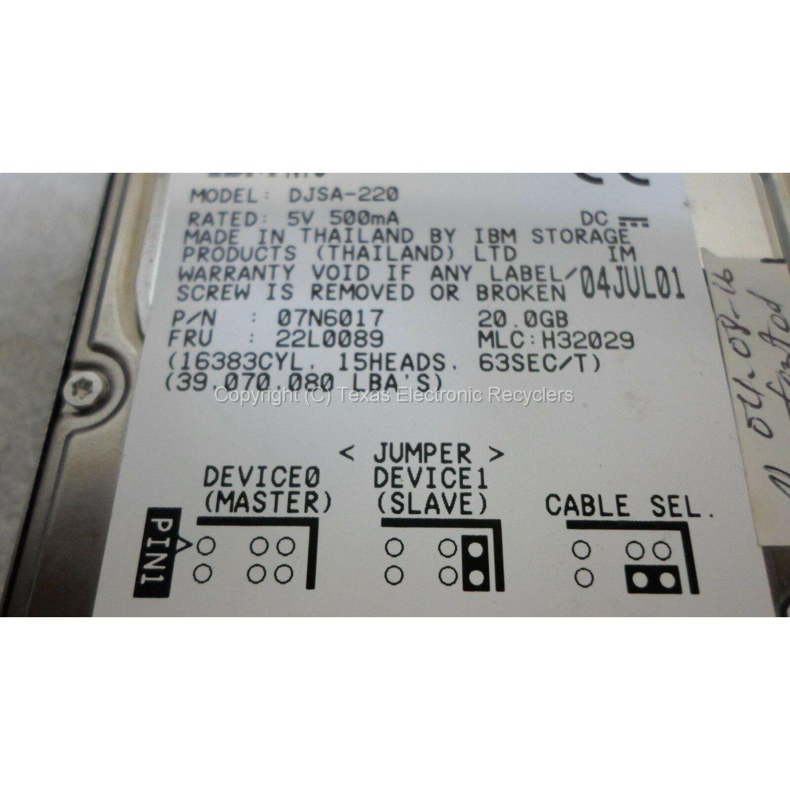IBM 22L0089 07N6017 DJSA-220 20GB IDE Hard Drive 5705965534892