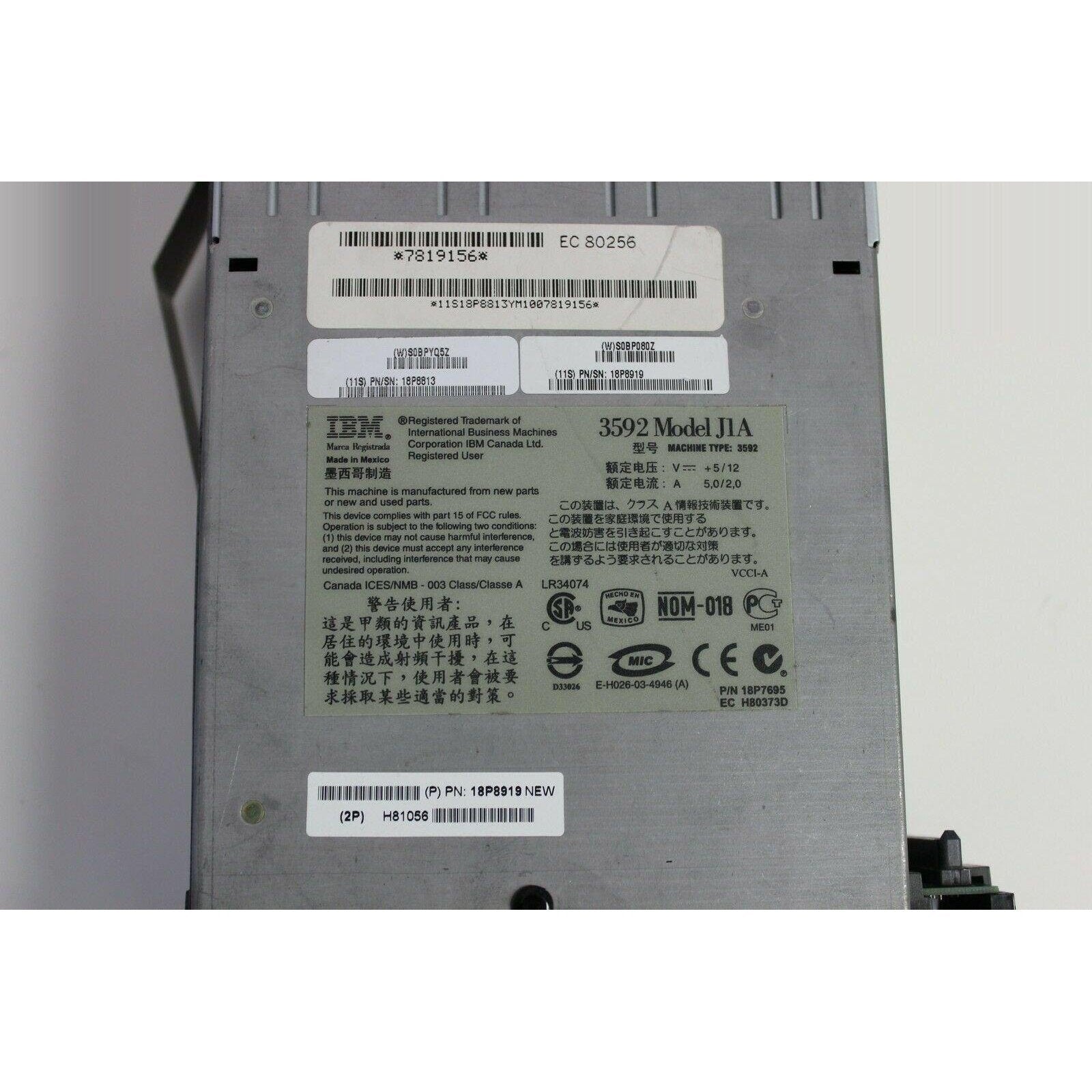 IBM 3592-J1A 3592 FC SHORT-WAVE 2GB/SEC TAPE DRIVE 18P8813 18P8873 18P7695