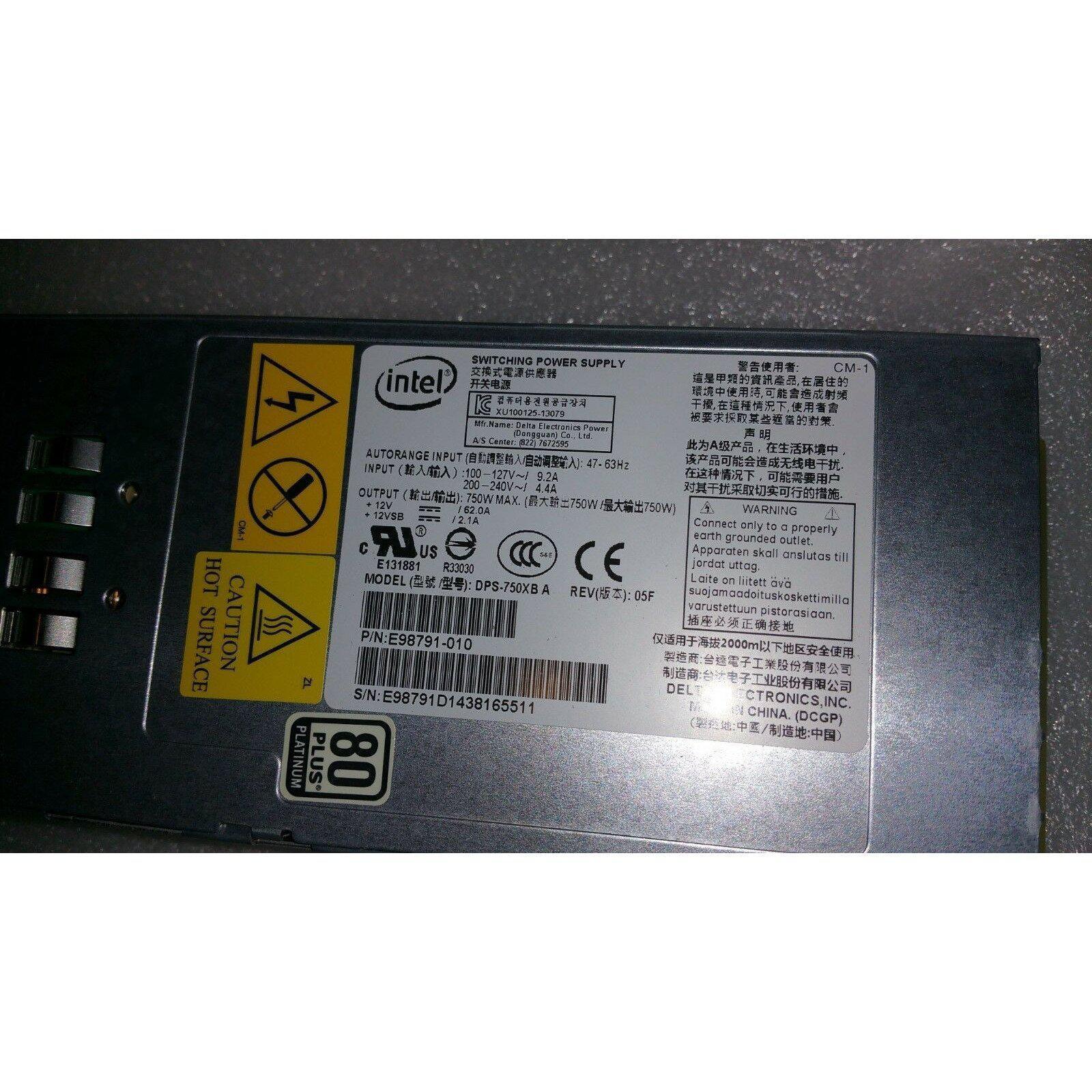 Power Intel E98791-010 DPS-750XB 750W Redundant Power Supply Unit PSU for Server 729161347464