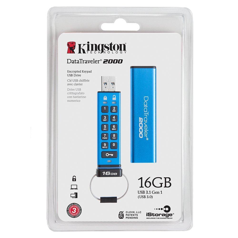 Kingston Digital 16GB DT2000 Keypad USB 3.0 ,256bit AES Hardware Encrypted (DT2000/16GB