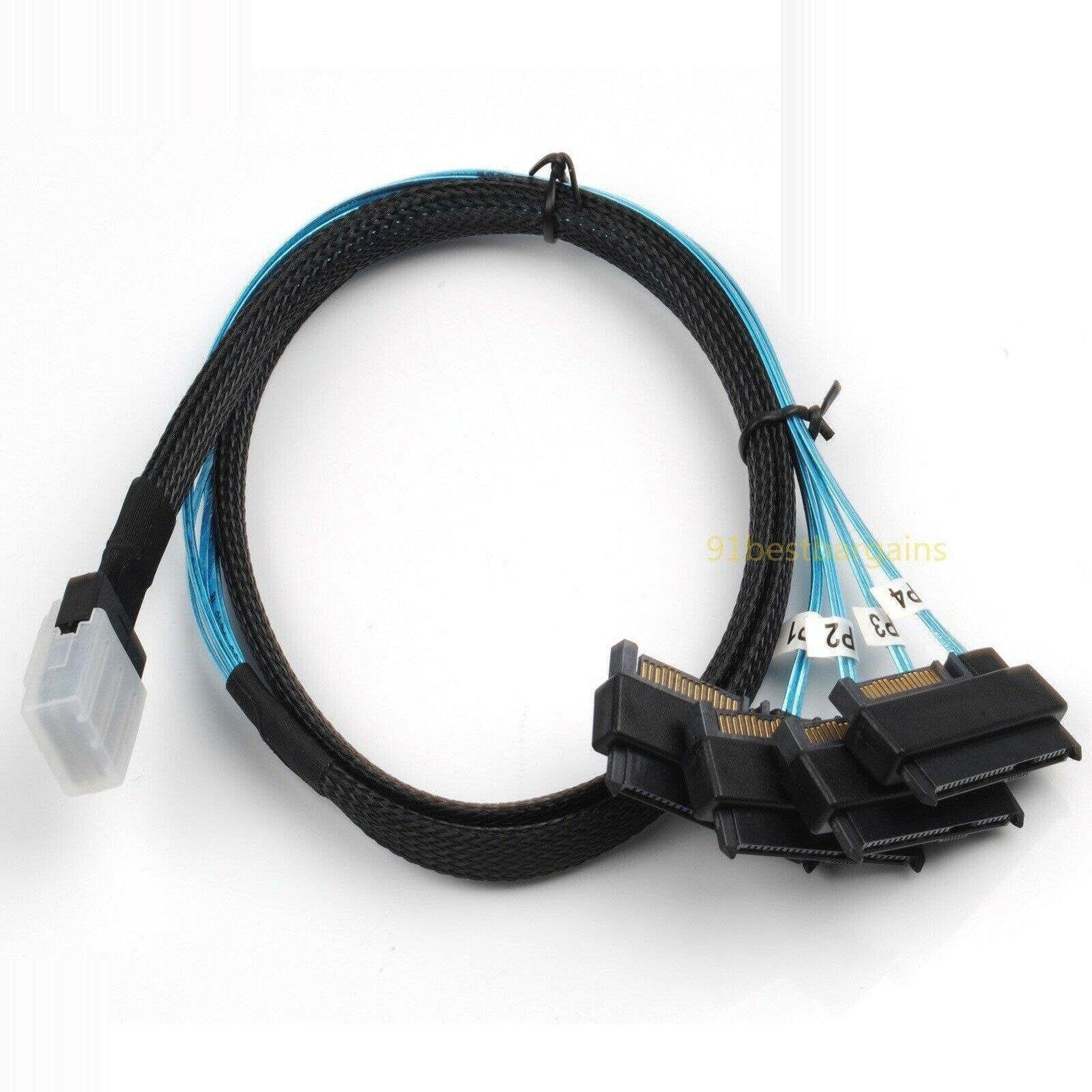 Mini SAS 36P SFF-8087 to 4 SFF-8482 Connectors With SATA Power Cable 1M US SHIP 813501730341
