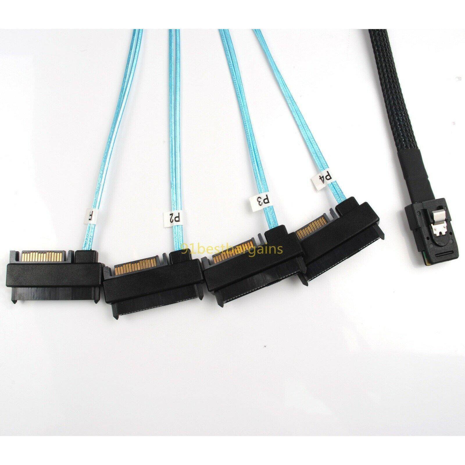 Mini SAS 36P SFF-8087 to 4 SFF-8482 Connectors With SATA Power Cable 1M US SHIP 813501730341
