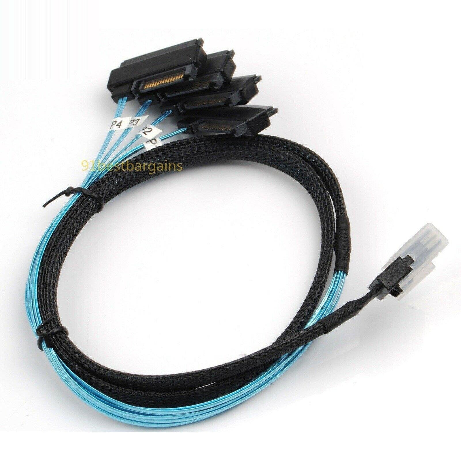 Mini SAS 36P SFF-8087 to 4 SFF-8482 Connectors With SATA Power Cable 1M US SHIP 813501730341