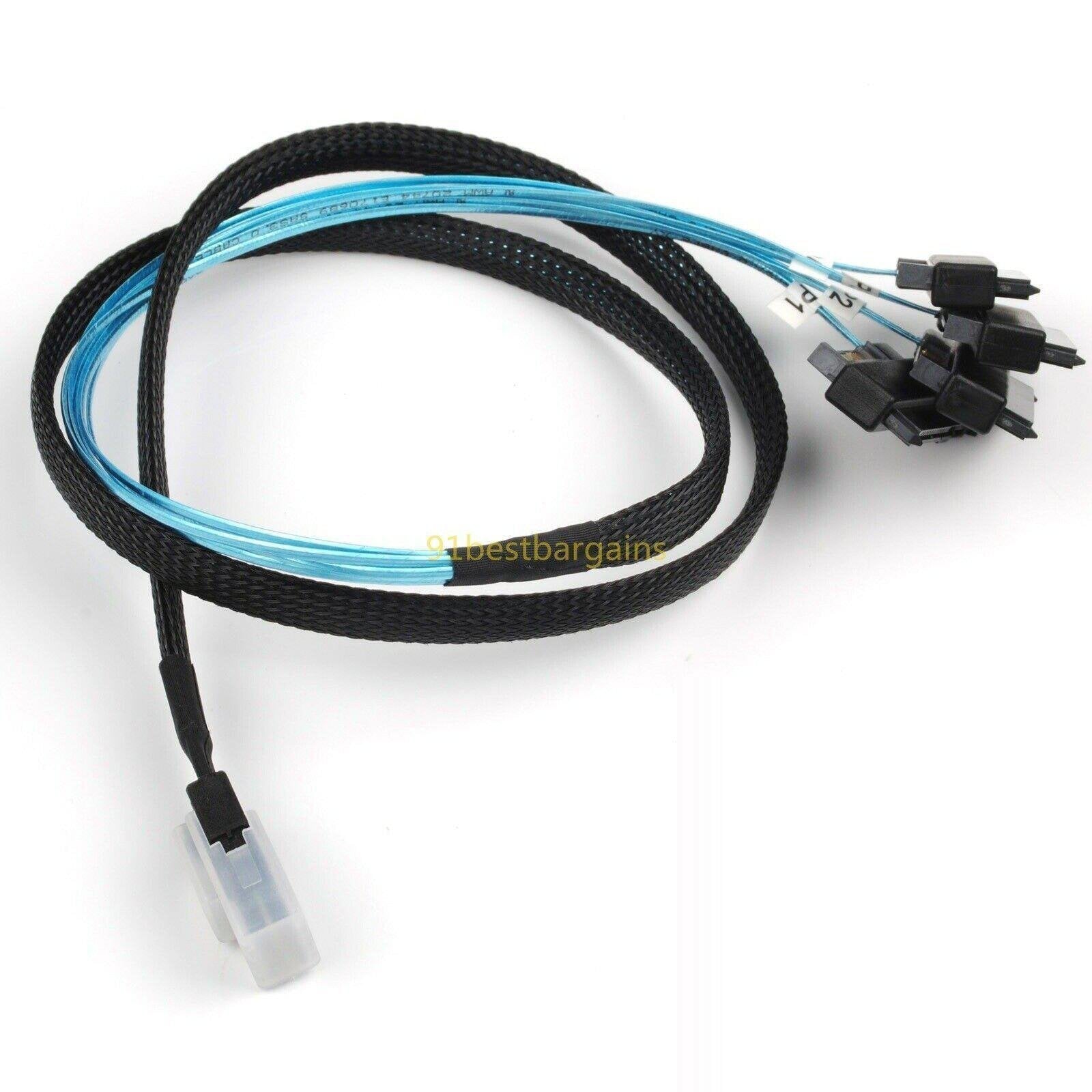 Mini SAS 36P SFF-8087 to 4 SFF-8482 Connectors With SATA Power Cable 1M US SHIP 813501730341