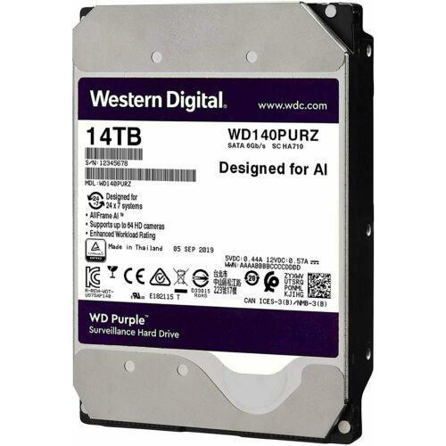 WD Purple WD140PURZ 14TB 7200RPM Surveillance SATA 3.5" HDD - Top | Alo Tech Solutions