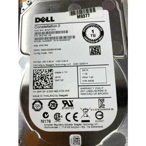 Dell WF12F - 1TB SATA 2.5" HDD - Foam Pack | Alo Tech Solutions