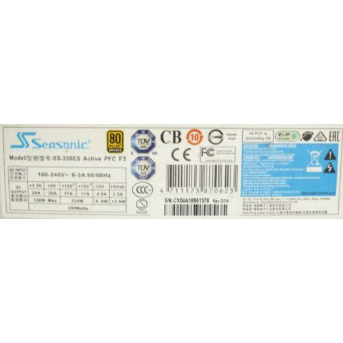 Power Seasonic 350w SS-350ES Active PFC F3 Power Supply Unit / PSU