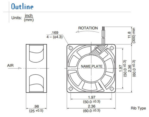 NMB TECHNOLOGIES 2410ML-05W-B39-B00 AXIAL FAN, 60MM, 24V, 19CFM, 31DBA