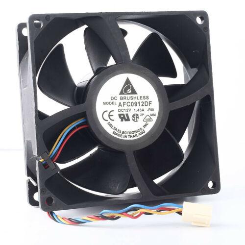 Cooler Delta AFC0912DF 12V 1.43A 17.16W 4500 RPM 9032 9CM Double Ball 4-Wire PWM Fan - AloTechInfoUSA