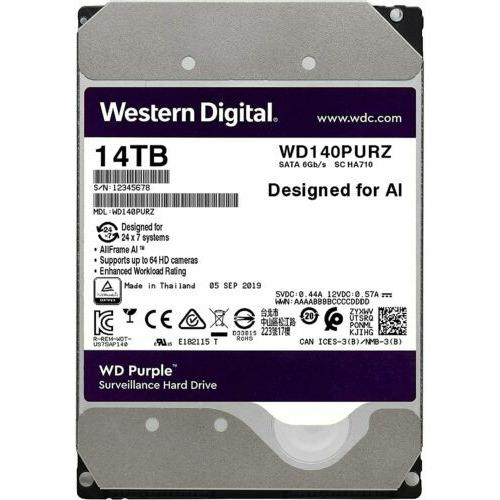 WD Purple WD140PURZ 14TB 7200RPM Surveillance SATA 3.5" HDD - Label | Alo Tech Solutions