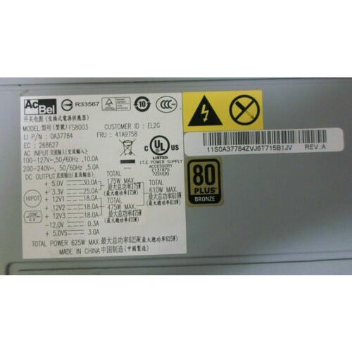 AcBel Lenovo ThinkStation FS8003 0A37784 41A9758 625W Power Supply fonte
