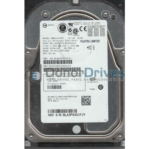 Fujitsu MBA3147RC 146GB SAS 3.5" HDD - Side View | Alo Tech Solutions