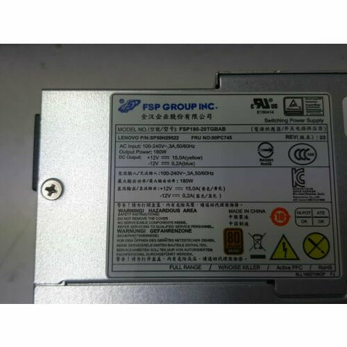 Genuine Lenovo Power Supply ThinkCentre 180 Watt 00PC775 sp50h29522 fonte