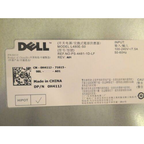Dell Power DELL PowerEdge R410 Non-Redundant 480w Power Supply L480E-S0 PS-4481-1D-LF H411J