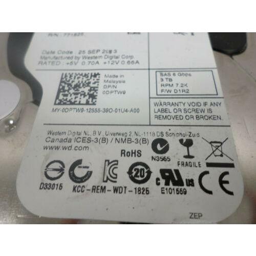 Dell 3TB 6G 7.2K 3.5" SAS DPTW9 HDD Hard Drive WD3001FYYG-18SL3W0, 0DPTW9