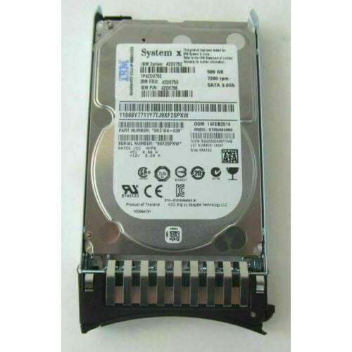 42D0756 42D0752 42D0753 IBM 500GB 7.2K 3G SFF 2.5'' SATA HDD HARD DRIVE