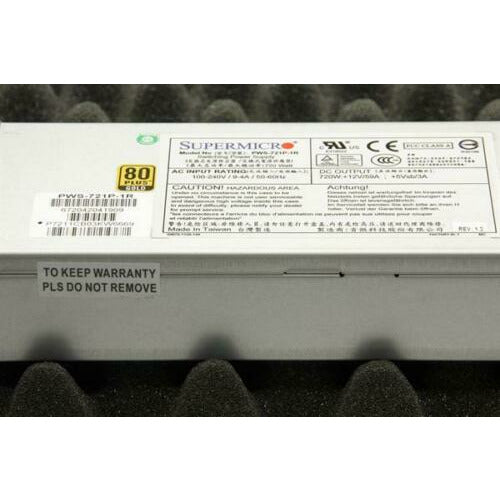 Power SUPERMICRO PWS-721P-1R 80+ GOLD HOT SWAPPABLE 720 WATT POWER SUPPLY UNIT
