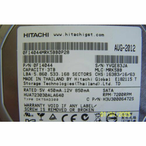 NETAPP X308A-R5 3TB 7.2K 3G LFF 3.5" SATA HARD DRIVE 00V7471 00V7470 W/TRAY