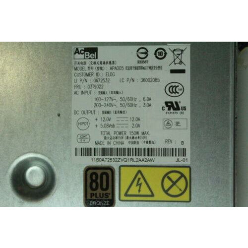 Power AcBel Lenovo ThinkCentre Edge 72z M71z M72z M73z 150W Power Supply 03T9022