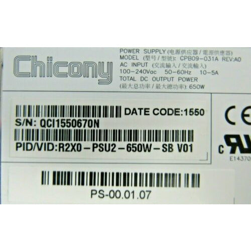 Cisco UCS C200 650W Power Supply - Rear View | Alo Tech Solutions