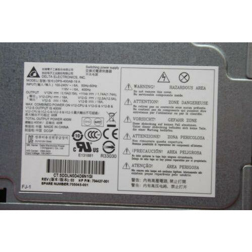 HP Fuente HP Z230 Tower 400W PSU Power Supply Unit 704427-001 705045-001