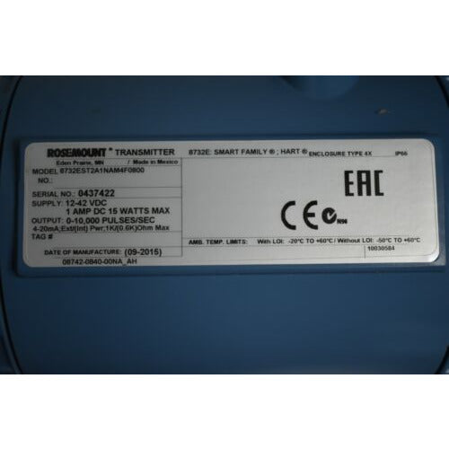 Rosemount 8732EST2A1NAM4F0800 Transmitter 8711SSA010UHNDQ4PD Magnetic Flowtube