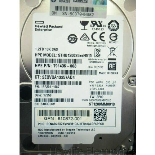 HP 840459-001 1.2 TB 10,000 RPM 2.5 in. SAS HDD 791436-003 STHB1200S5xeN010 disco