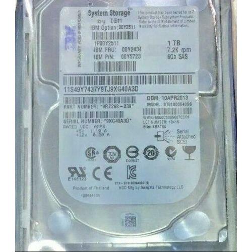 IBM 00Y2511 00Y2434 81Y3911 00Y5723 1TB 7.2K 6G 2.5" SAS HARD DRIVE FOR V3700