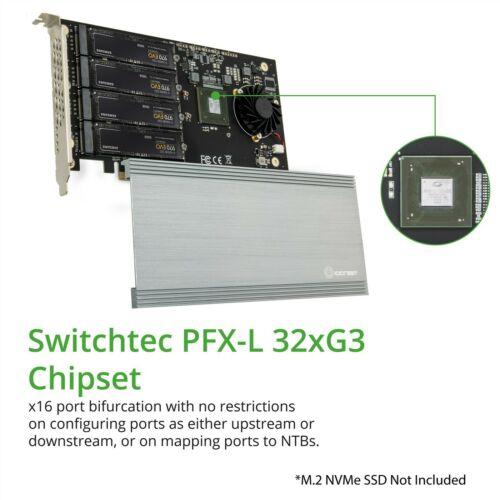 Controladora Quad M.2 M-key NVMe Slot PCIe 3.0 x16 Bifurcation Riser Controller Card Non-RAID - MFerraz Tecnologia