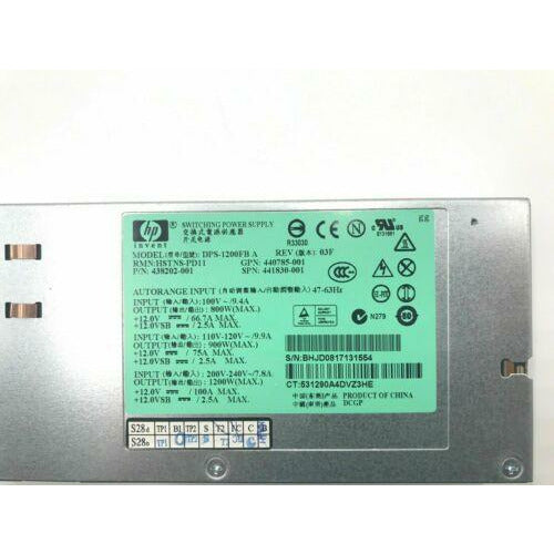 HP Power 441830-001 HP 1200 WATT POWER SUPPLY HOT PLUG DL580 G5 437572-B21 438202-001