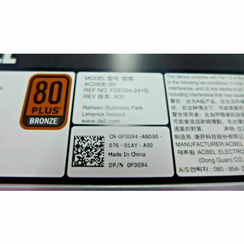 Dell PowerEdge R240 250W Power Supply AC250E-S0 P3G94 fonte