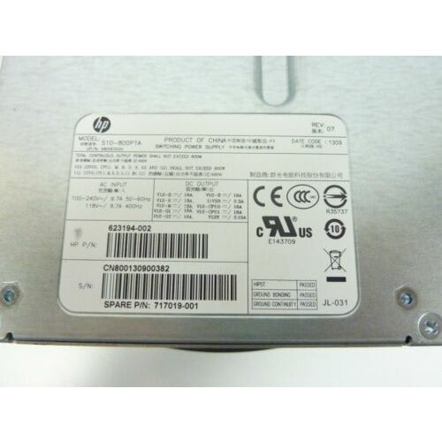 HP Z620 Workstation 800W ATX Power Supply 623194-002 717019-001 S10-800P1A fuente
