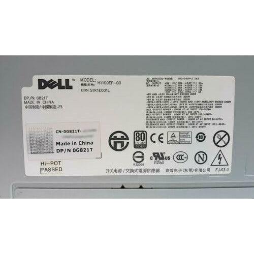 Dell Power Dell Precision T7500 1100W Power Supply PSU N1100EF H1100EF-00 G821T