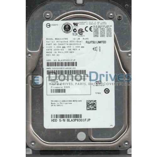 Fujitsu MBA3147RC 146GB SAS 3.5" HDD - Rear View | Alo Tech Solutions