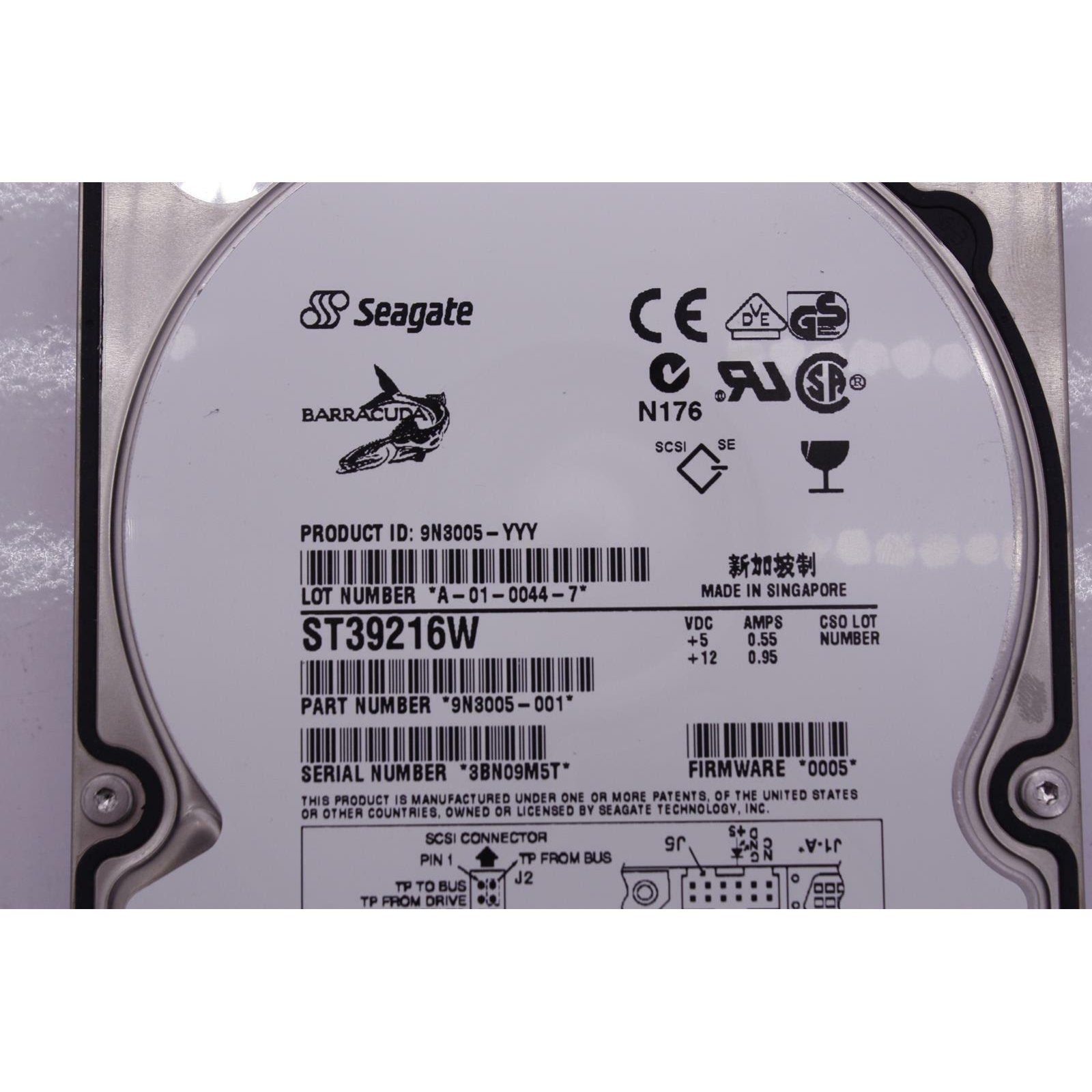 SEAGATE BARRACUDA 18XL 9.19 GB INTERNAL 7200 RPM 3.5" ST39216W HARD DRIVE