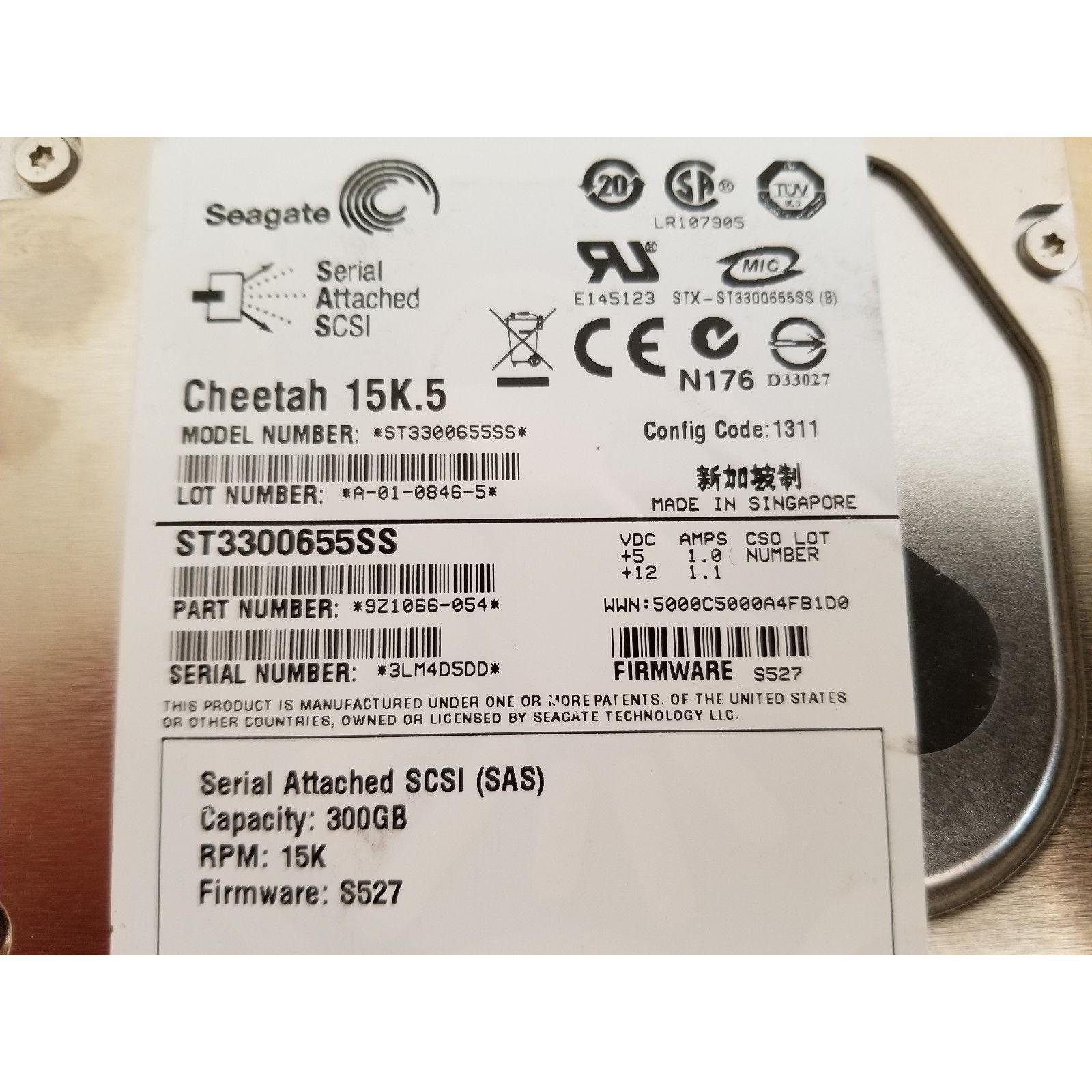 Seagate ST3300655SS SAS 300GB 15.5K 1311 A-01-0846-5 9Z1066-054 S527 HT953 5DD 836367003442